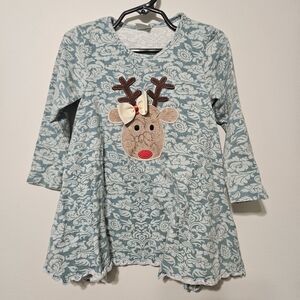 Peaches N Crean Blue Reindeer Dress